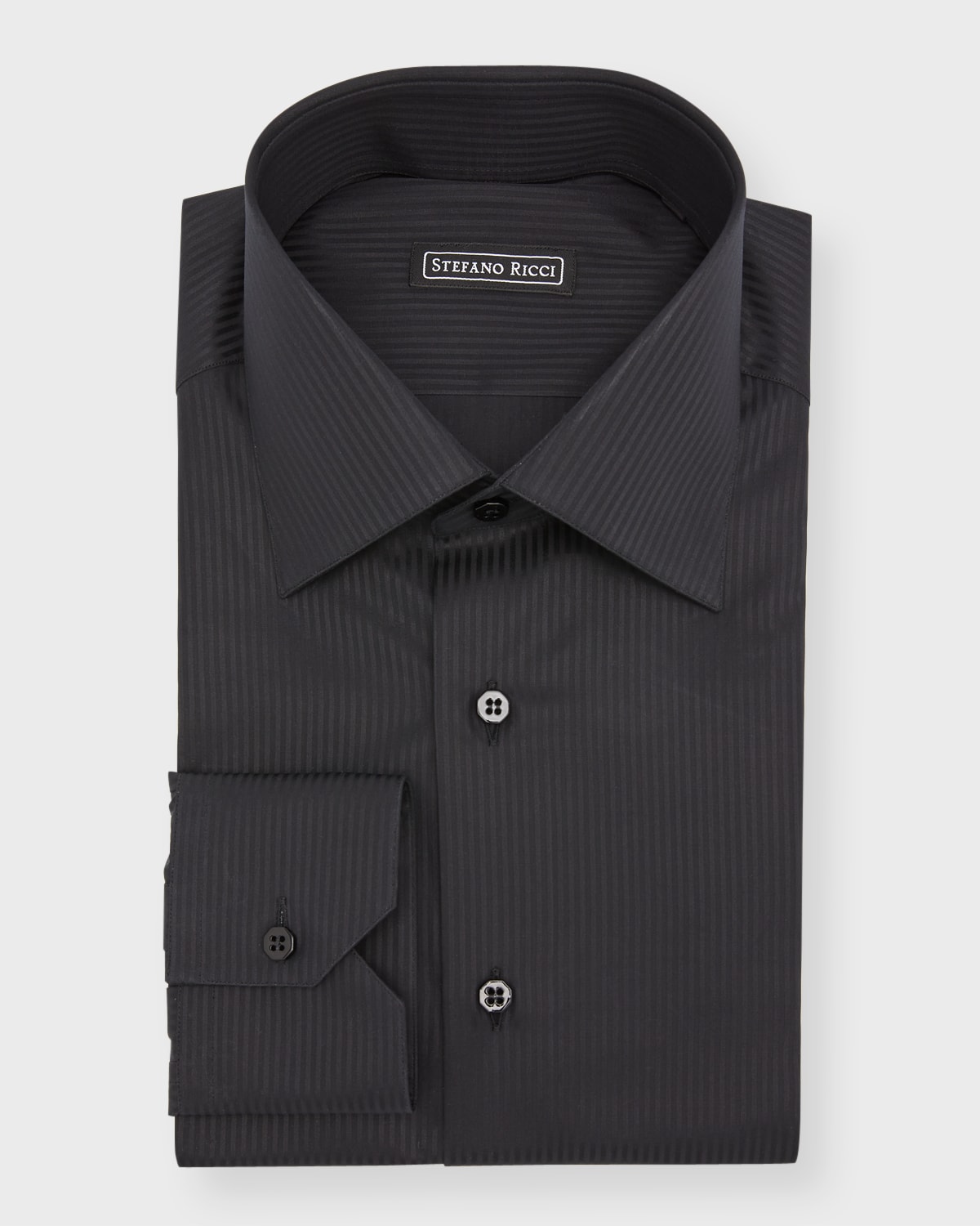 Stefano Ricci Men's Tonal Stripe Dress Shirt In Black Stripe