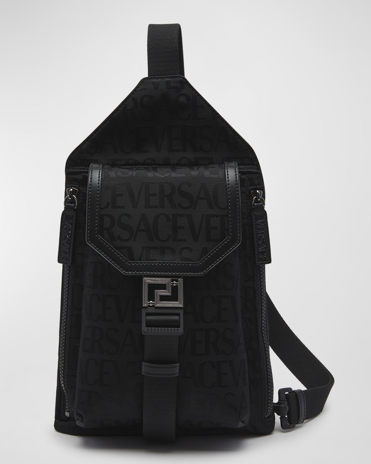 Versace Men s Allover Logo One Shoulder Sling Crossbody Bag Smart Closet