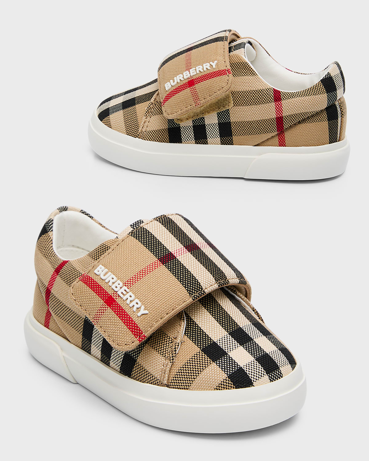 BURBERRY KID'S JAMES CHECK-PRINT SNEAKERS, BABY