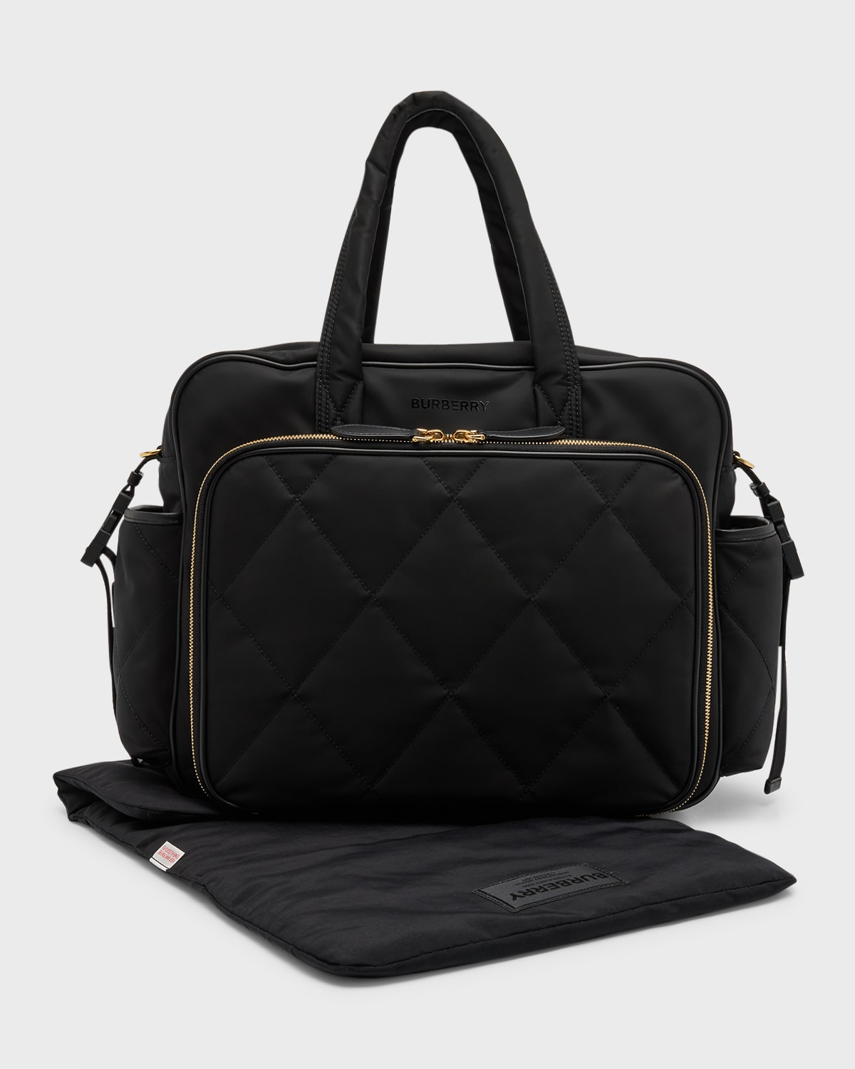 Shop Burberry Tote Diaper Bag W/ Changing Mat In Black