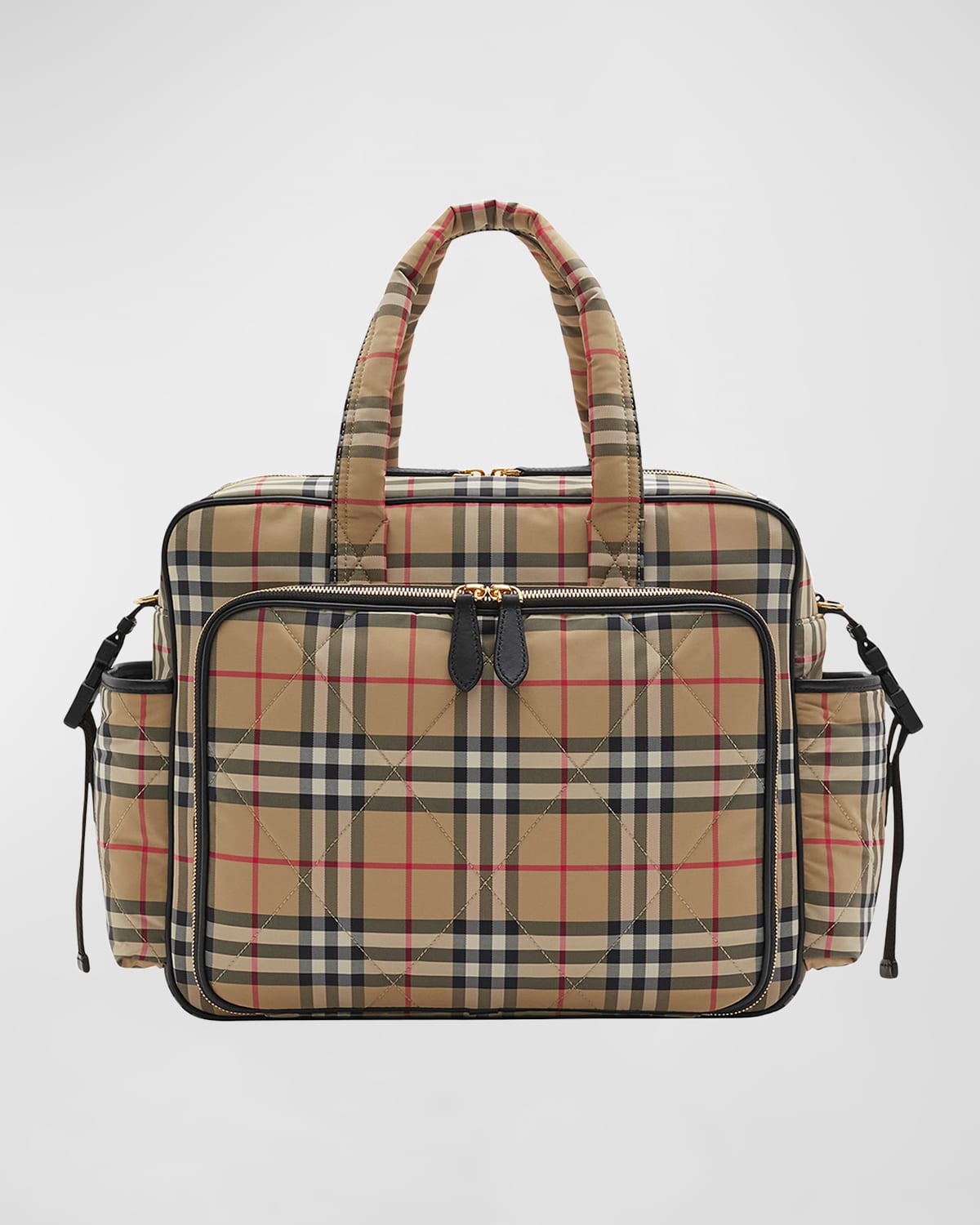 Shop Burberry Check-print Diaper Bag W/ Changing Mat In Archive Beige Check