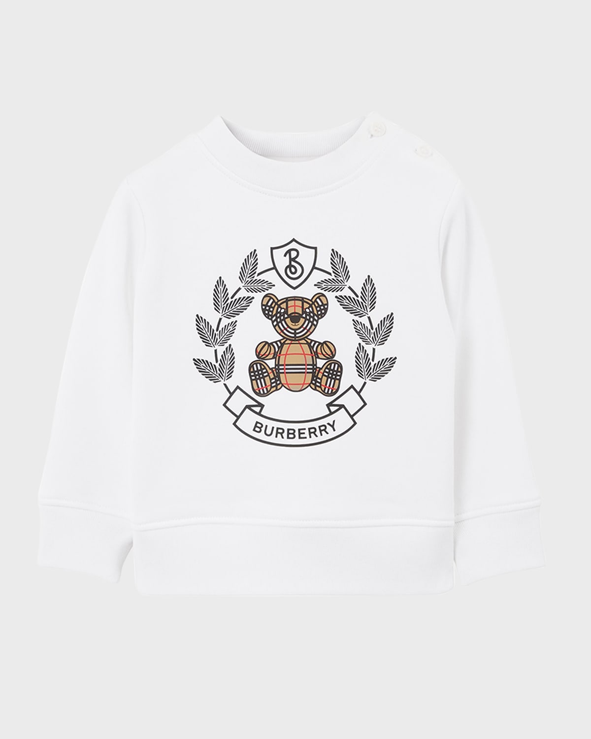 BURBERRY BOY'S OAK LEAF CREST LOGO-PRINT TEDDY SWEATSHIRT