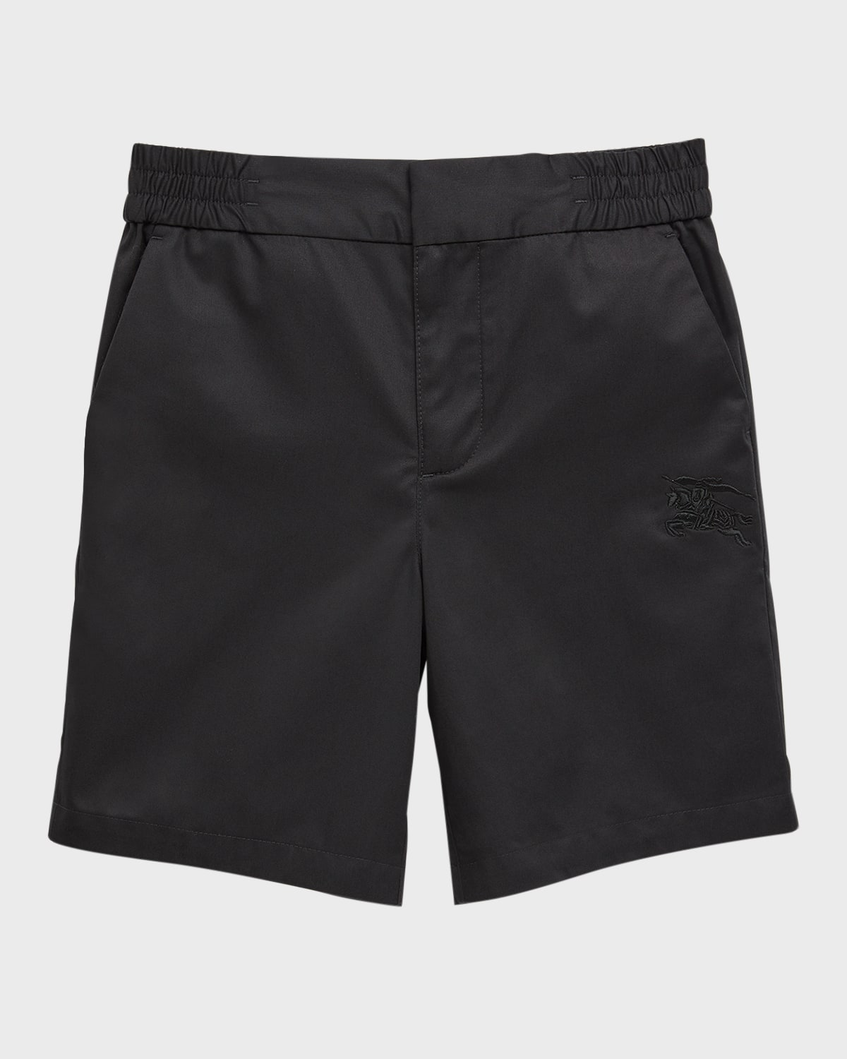 Burberry Kids' Equestrian Knight-embroidered Cotton Shorts In Black