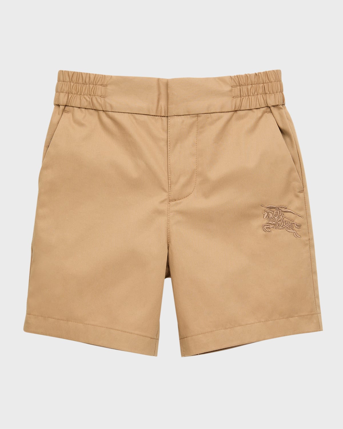 Burberry Kids' Boy's Romeo Equestrian Embroidered Shorts In Archive Beige