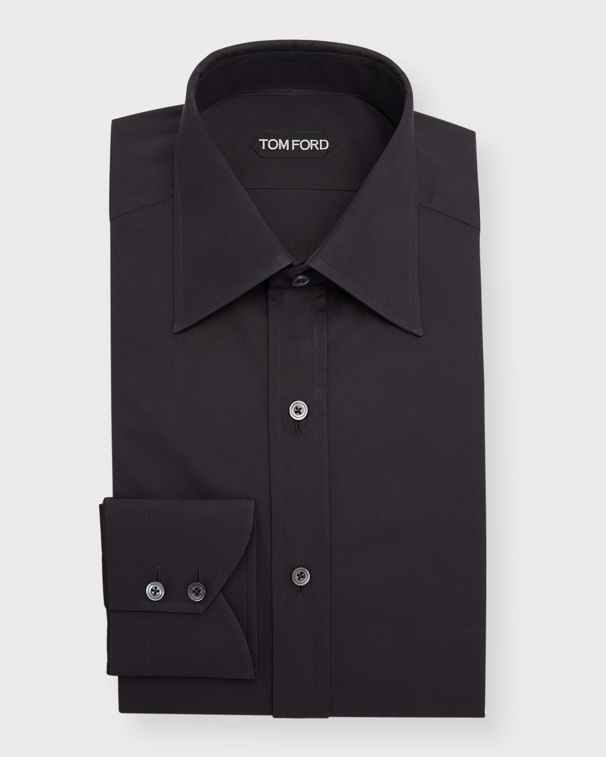 Shop Tom Ford Men's Cotton Dress Shirt In Black