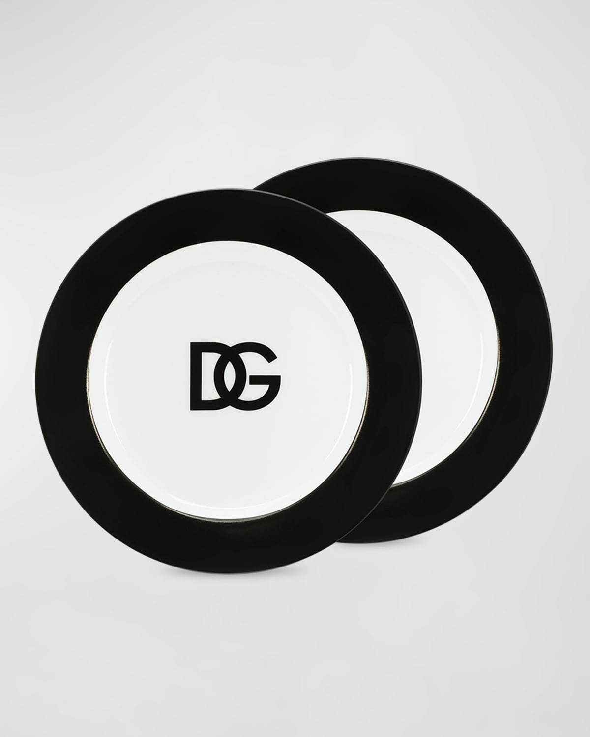 Dolce & Gabbana Casa Dg Logo Bread Plates, Set Of 2 In Black
