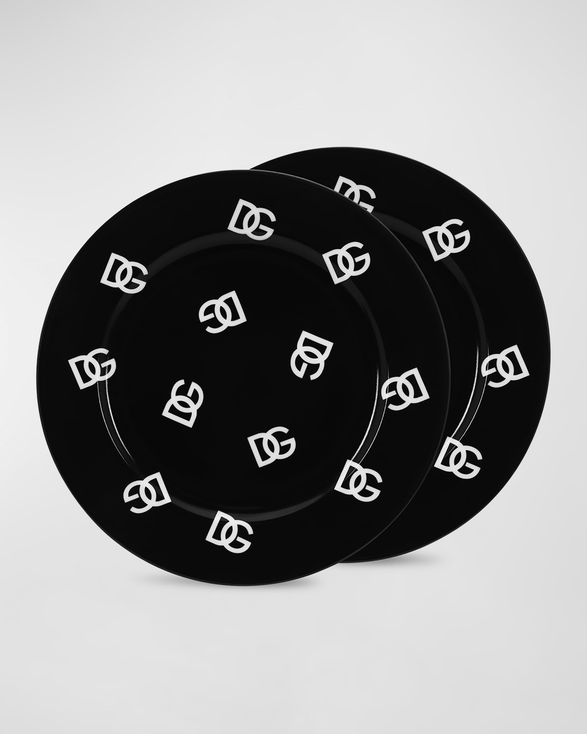 Dolce & Gabbana Casa Dg Logo Dinner Plates, Set Of 2 In Black