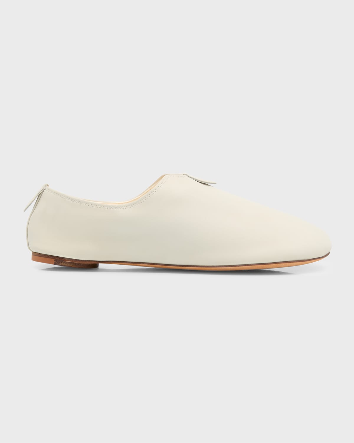 Loro Piana Floaty Leather Ballerina Flats In 1615 Whisper Whit