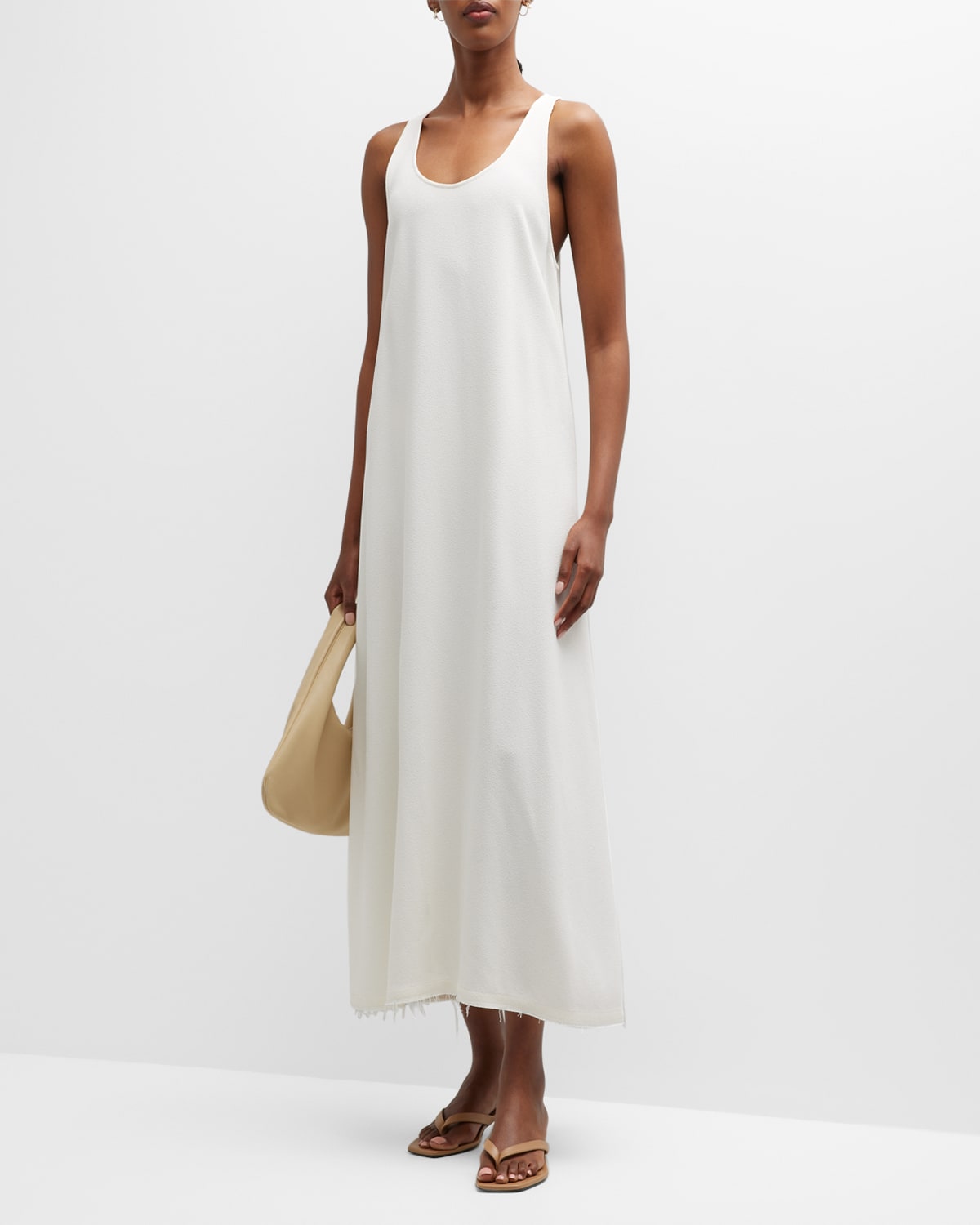 TOTÊME SCOOP-NECK SLEEVELESS SABLE MAXI DRESS