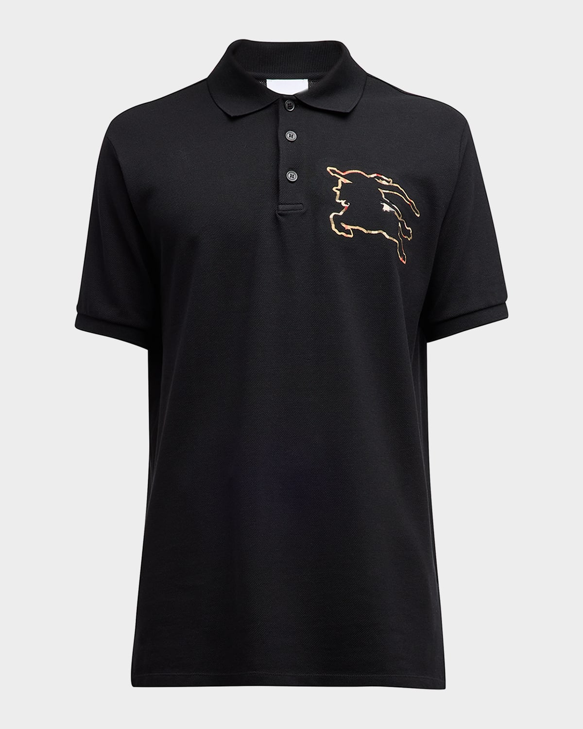 Burberry Men's Winslow Check Ekd Outline Polo Shirt In Black