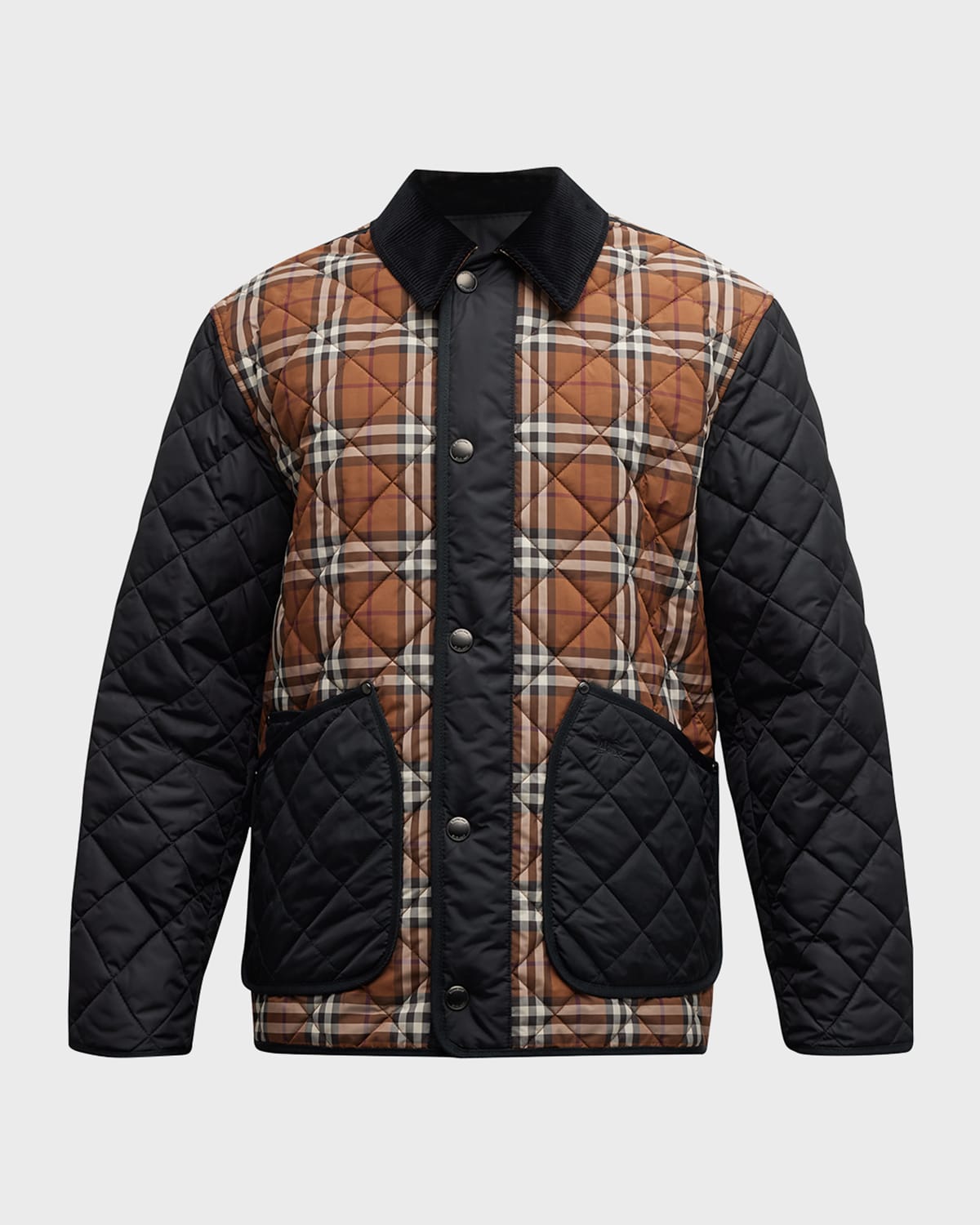 Shop Burberry Men's Weavervale Check Quilted Jacket In Dark Birch Brown