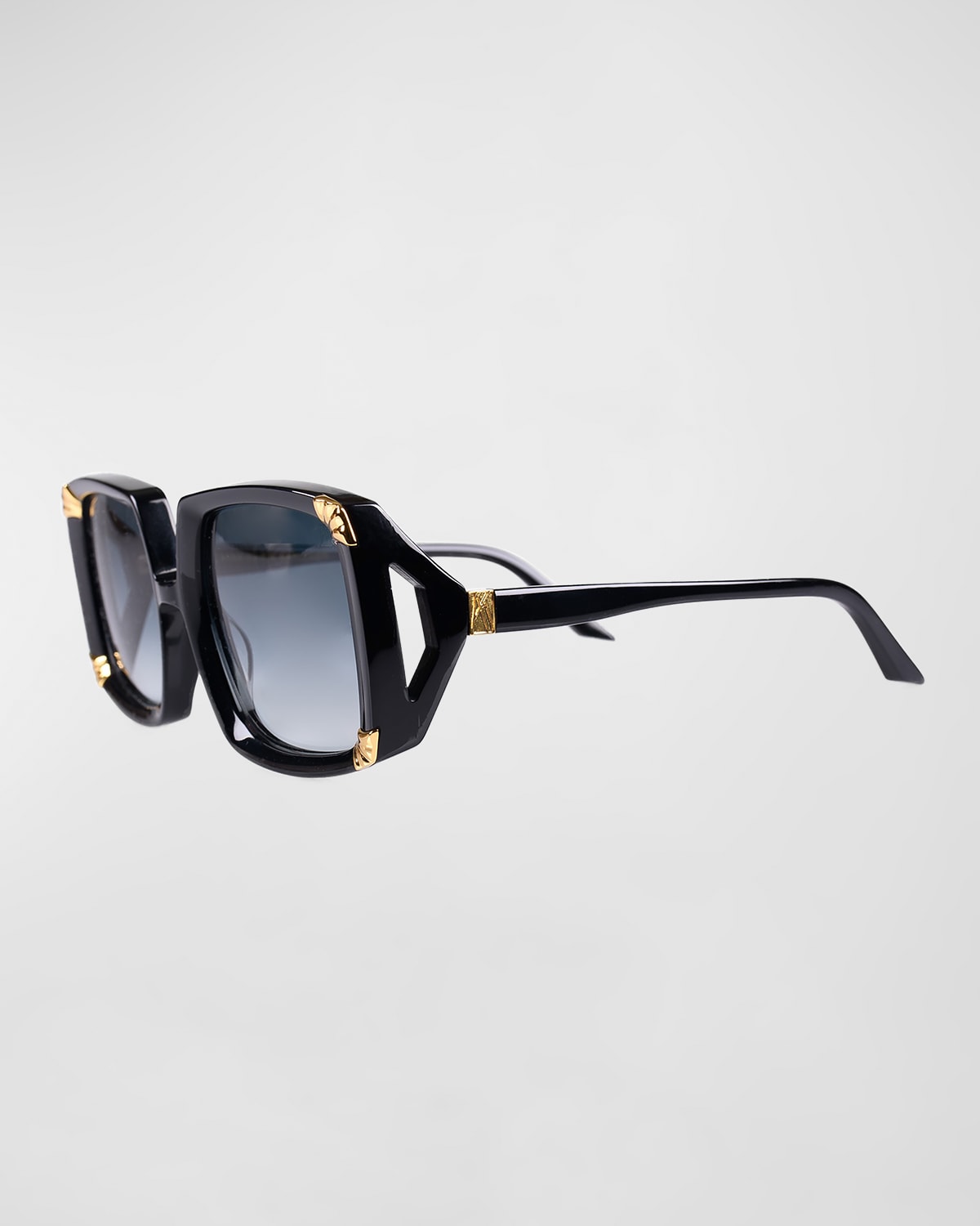 Strawberry Moon Square Black Acetate & Gold-Plated Steel Sunglasses