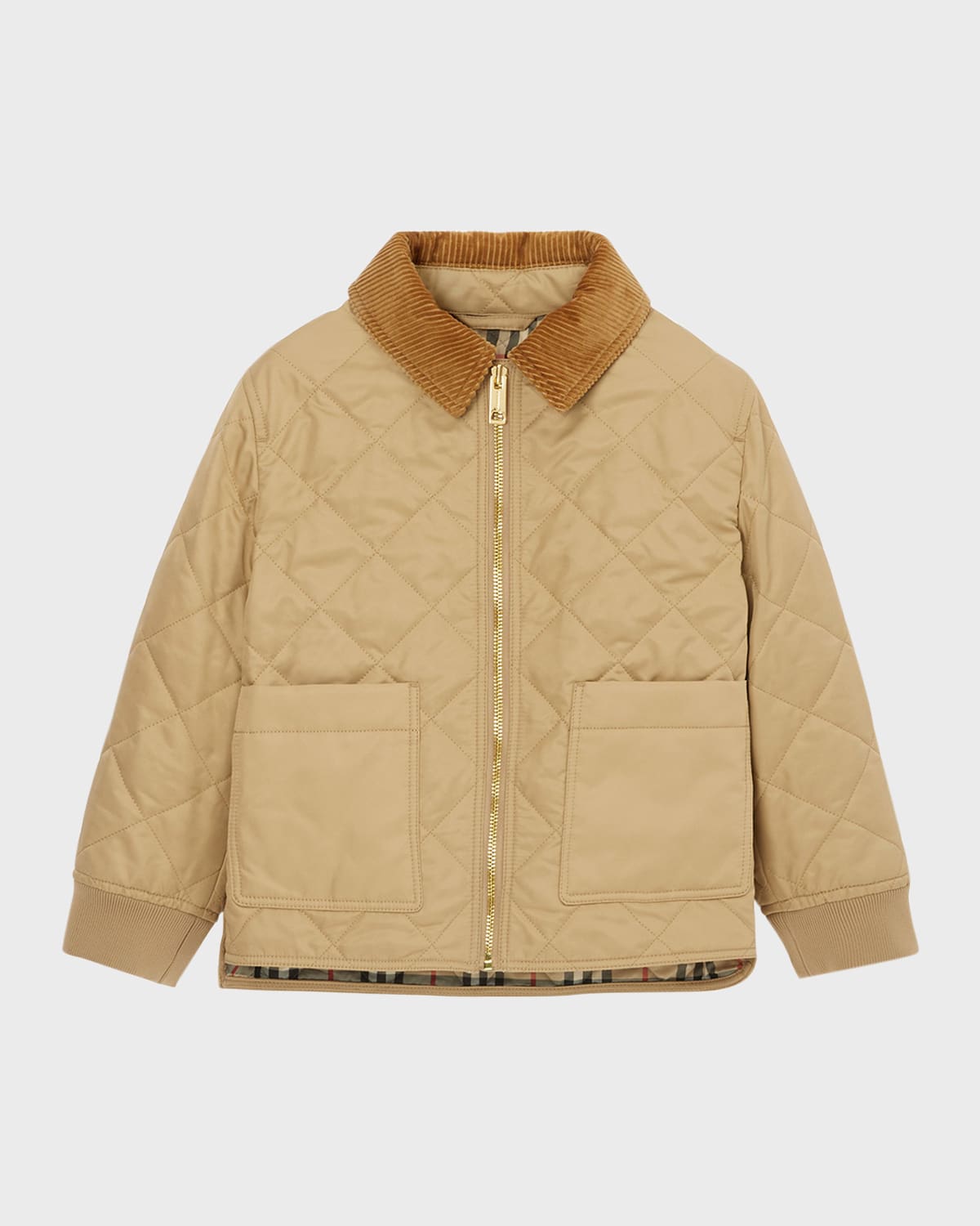 Burberry Corduroy-collar Quilted Jacket In Archive Beige