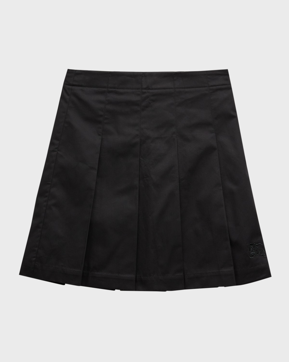 Shop Burberry Girl's Gabrielle Embroidered Pleated Skirt In Black