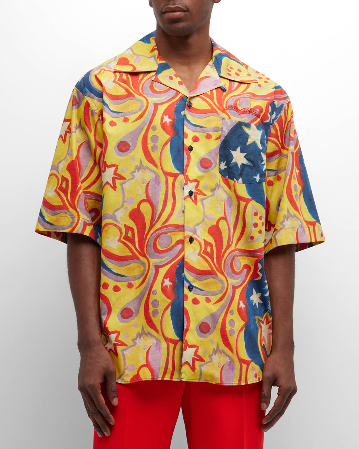 Marni X No Vacancy Inn Men's Galactic Paradise Camp Shirt In Royal/blue