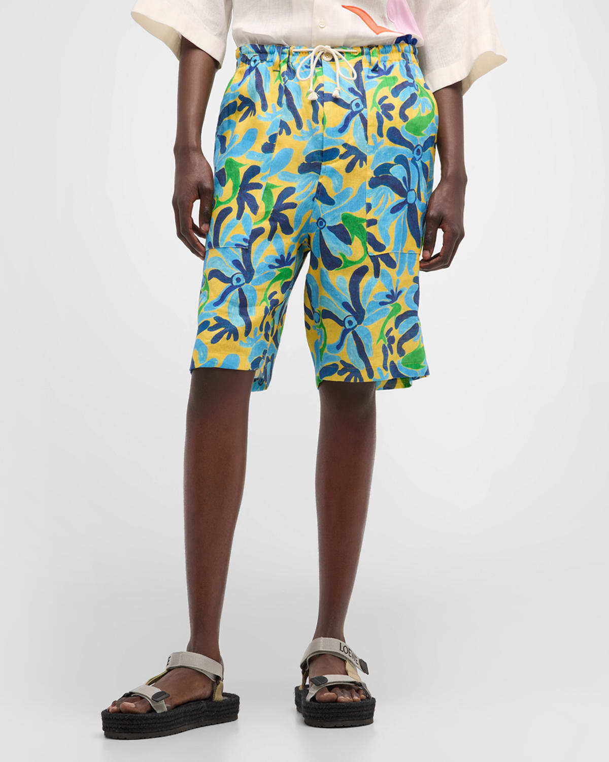 Shop Marni X No Vacancy Inn Men's Chippy Fishes Shorts In Powder/blu