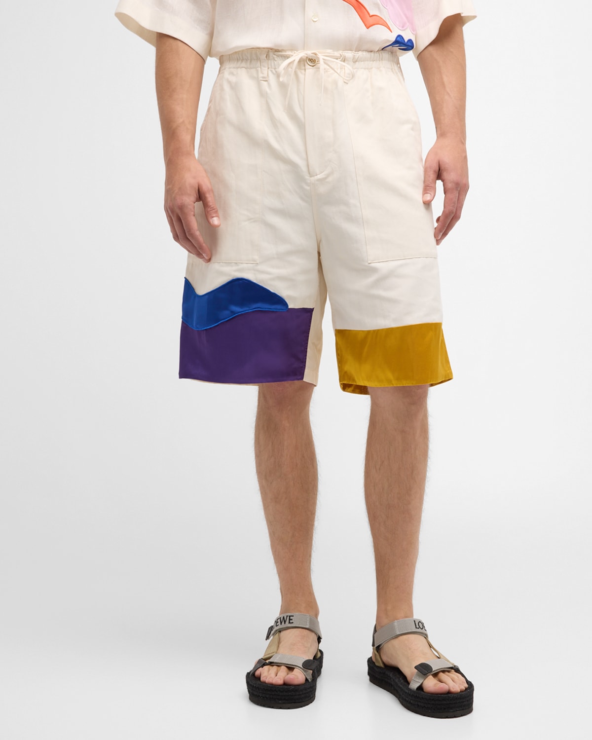 Marni X No Vacancy Inn Men's Relaxed Shorts With Patches In Ivory