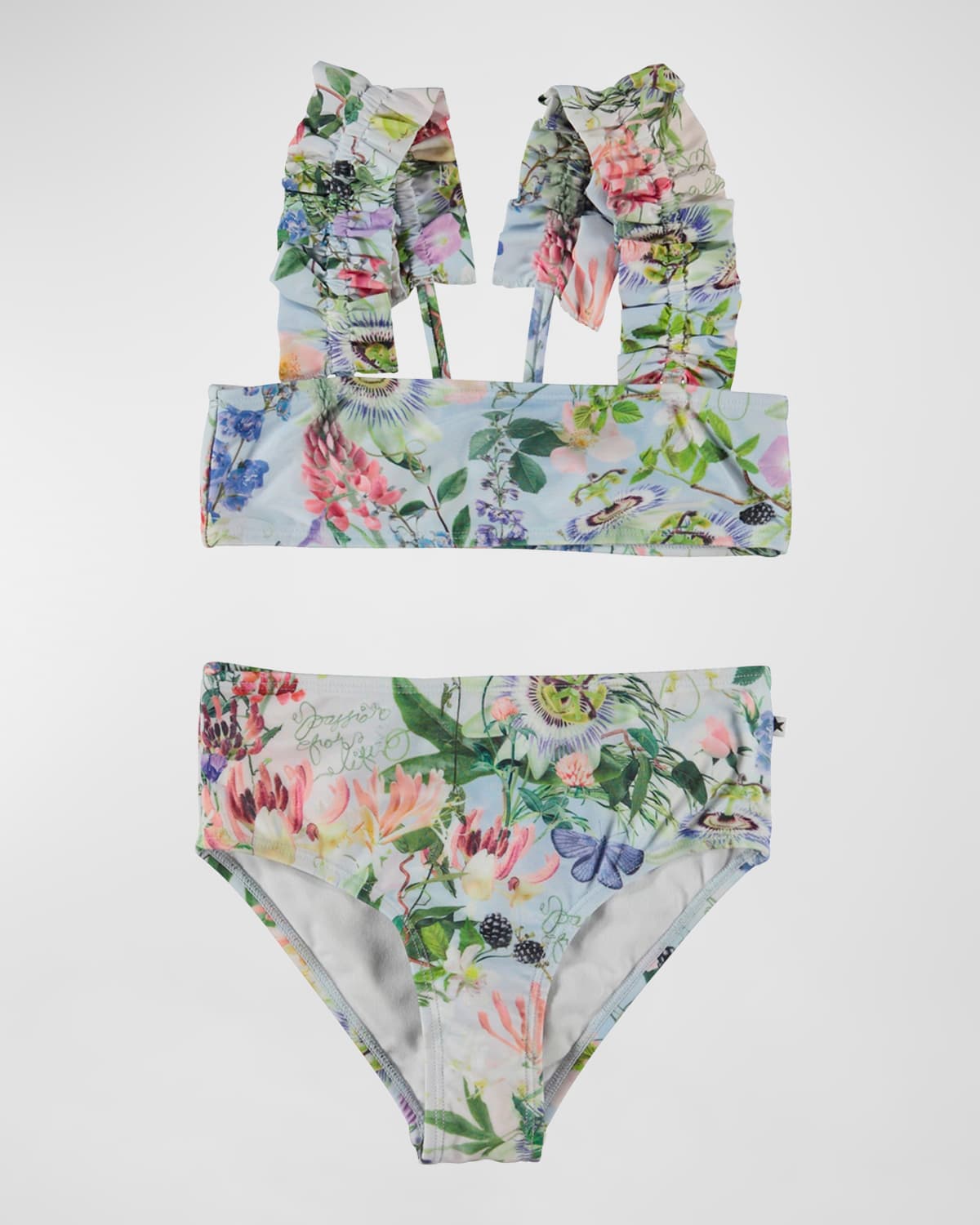 Molo Kids' Nice Floral-print Bikini Set In Blue