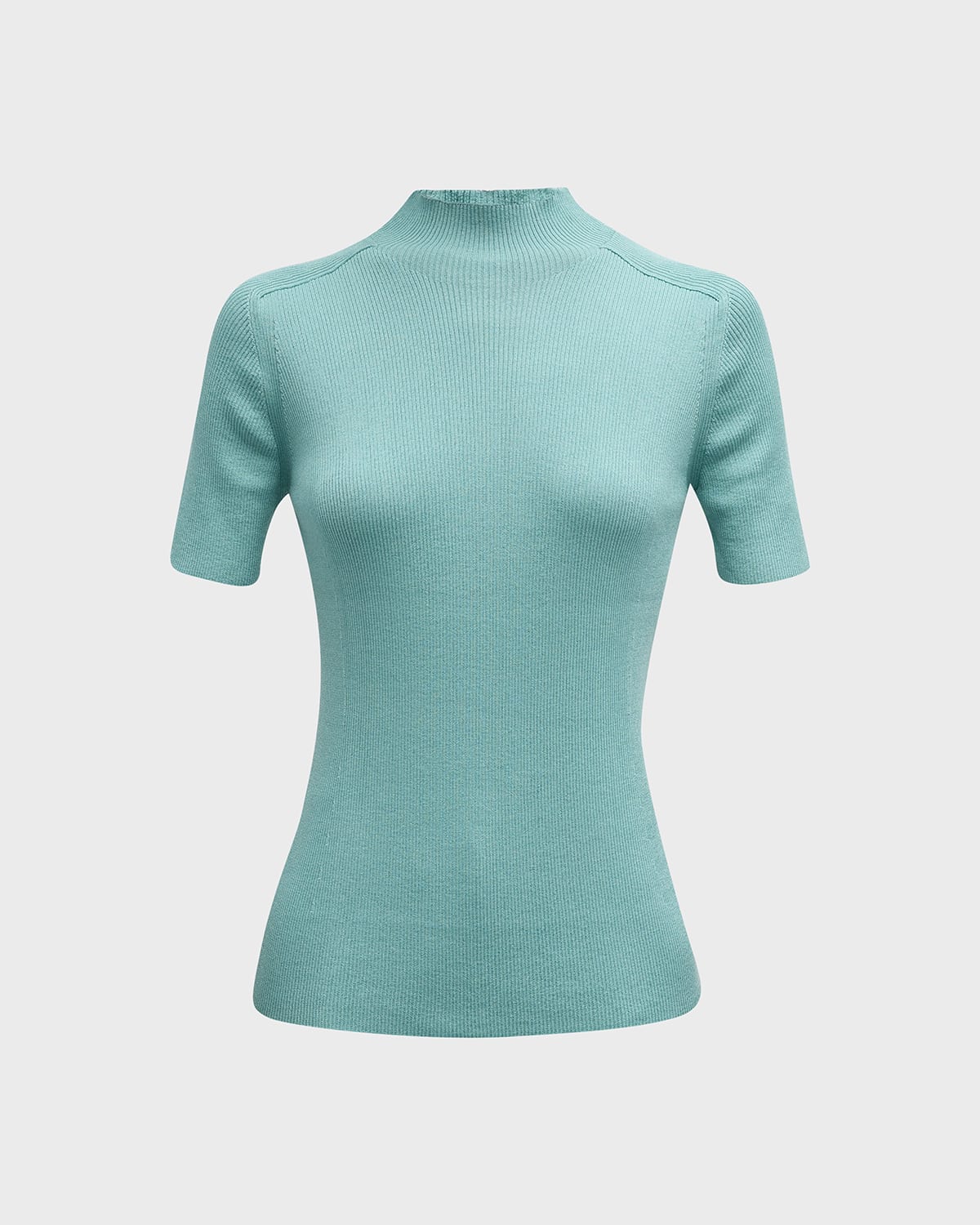 Lafayette 148 Ribbed Mock-neck Sweater In Sea Grass