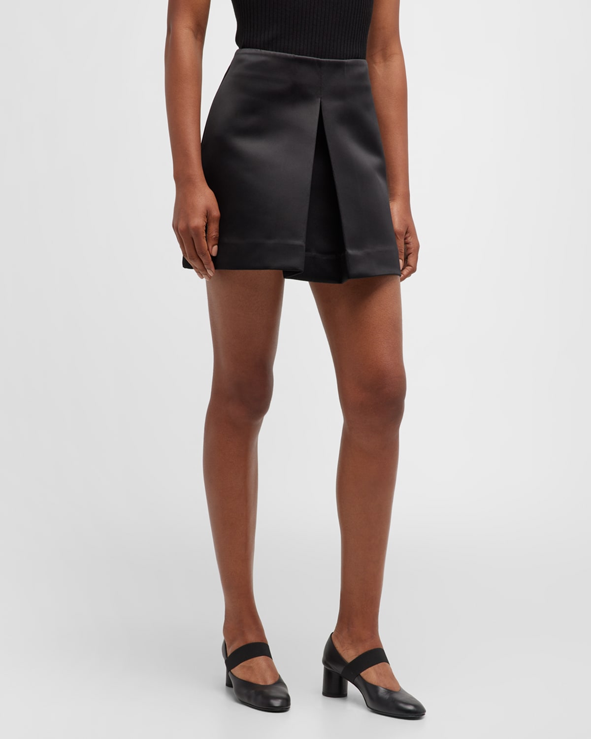 Co Inverted Pleat Mini Skirt In Black