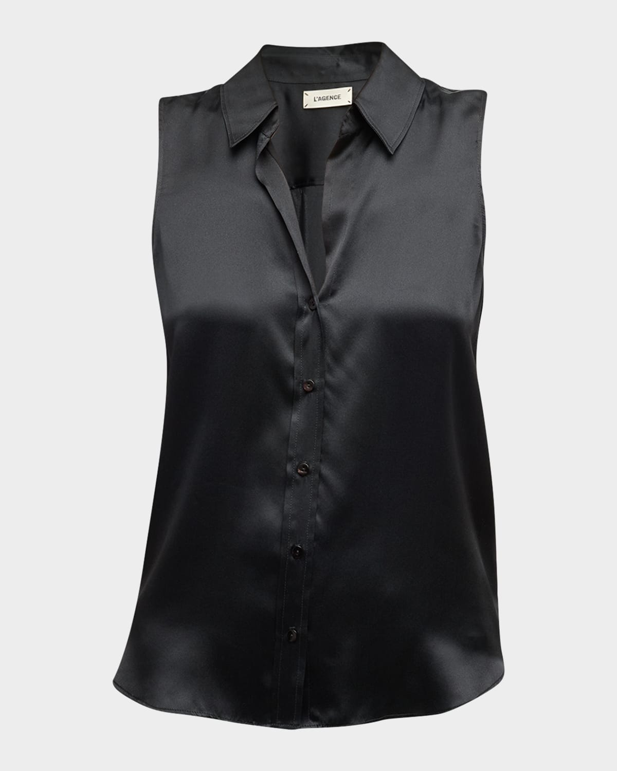 Shop L Agence Emmy Sleeveless Silk Blouse In Black