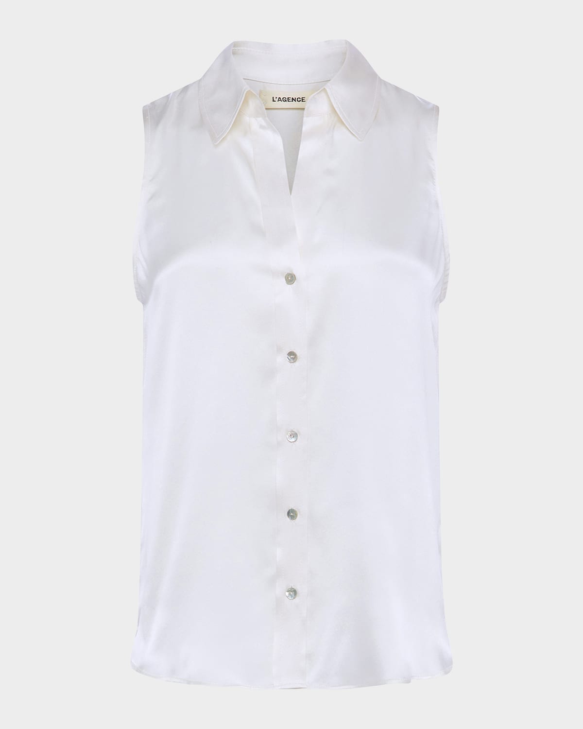 Shop L Agence Emmy Sleeveless Silk Blouse In Ivory