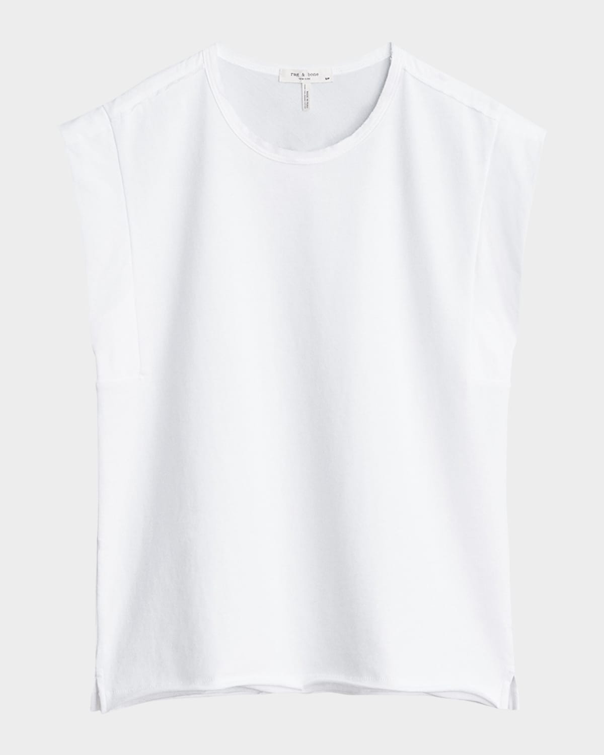 Rag & Bone Shoulder Pleat Organic Cotton Muscle Tee In White