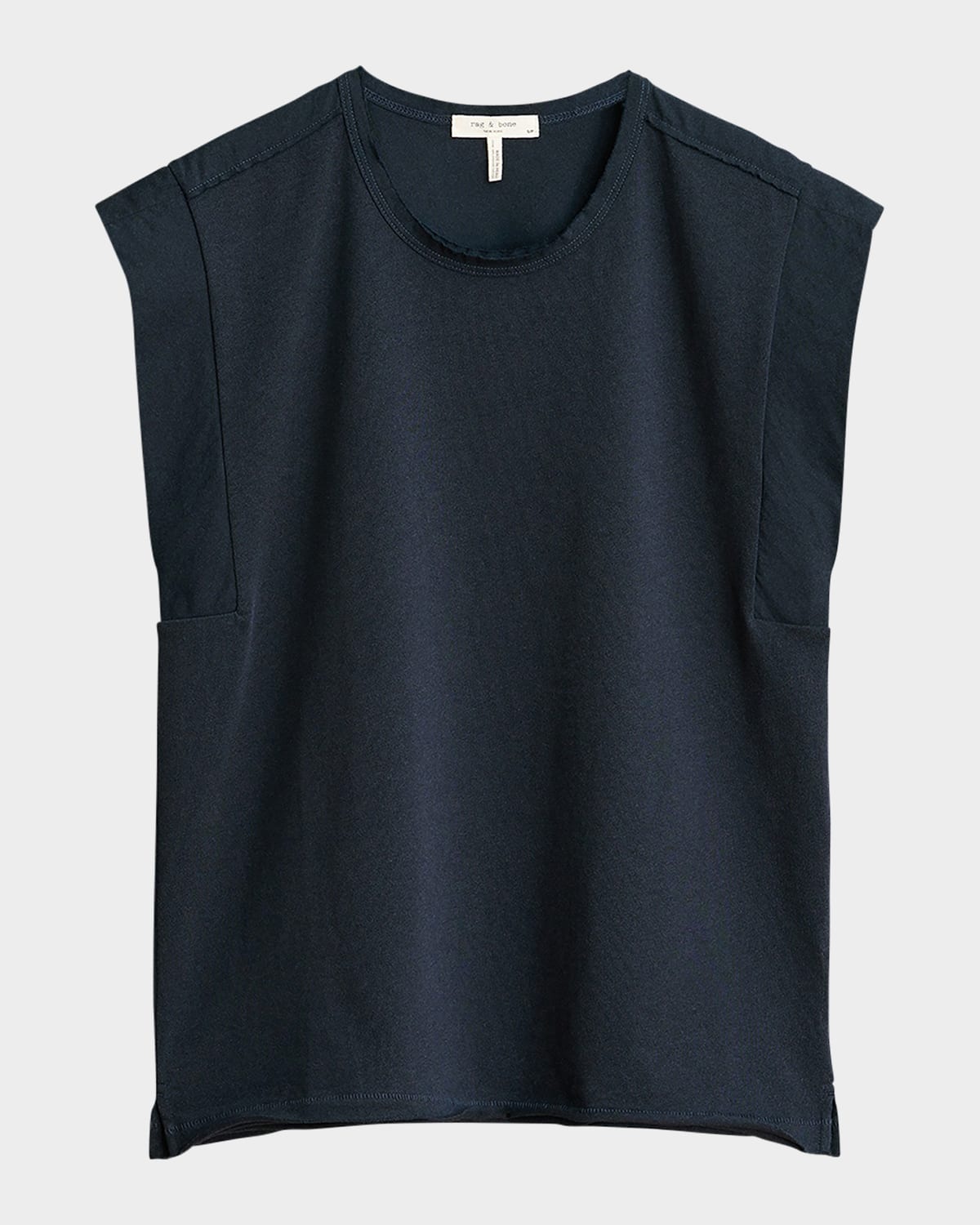 Rag & Bone Mixed Media Muscle Tee In Navy