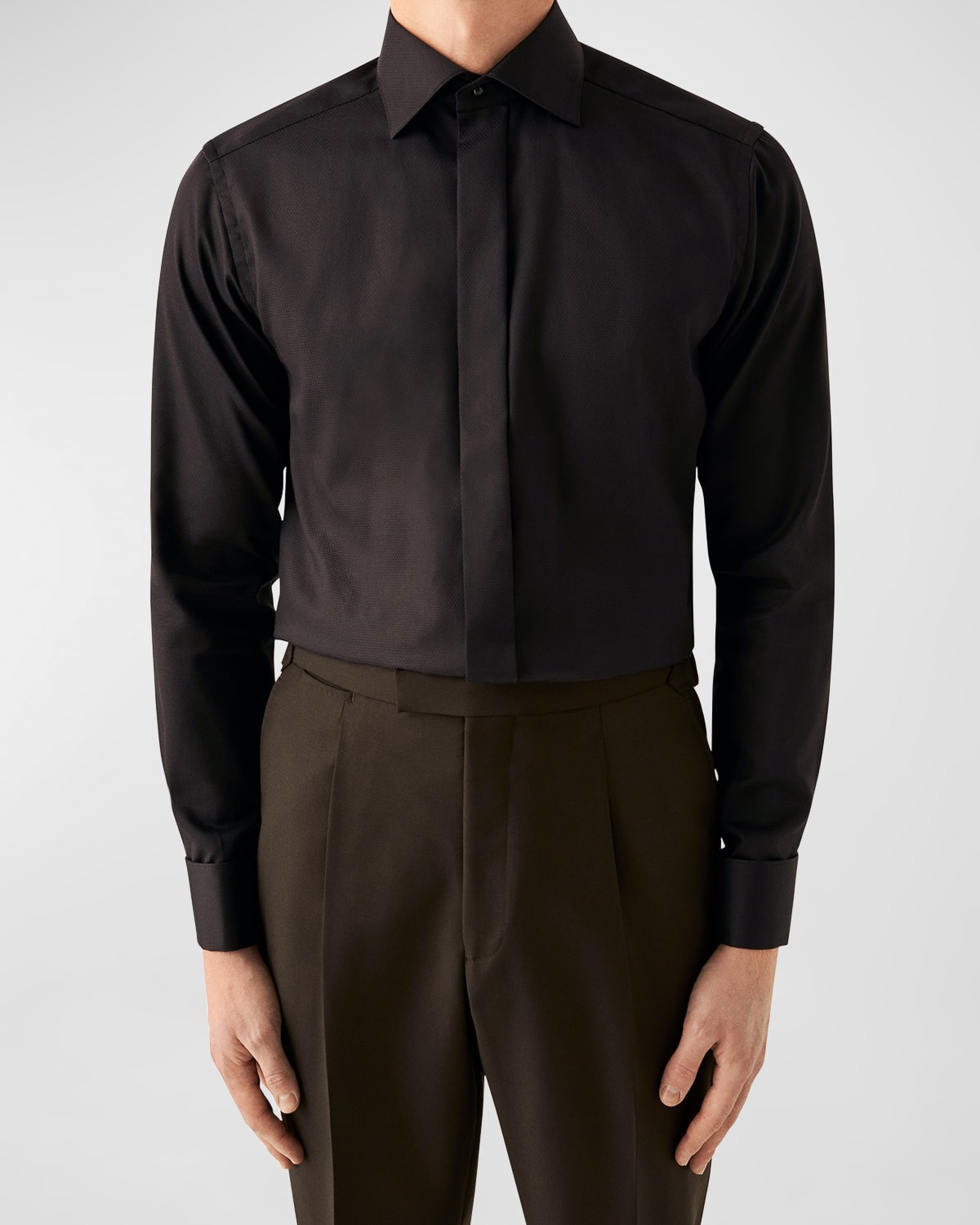 Eton Men's Slim Fit Dobby Formal Shirt In Black