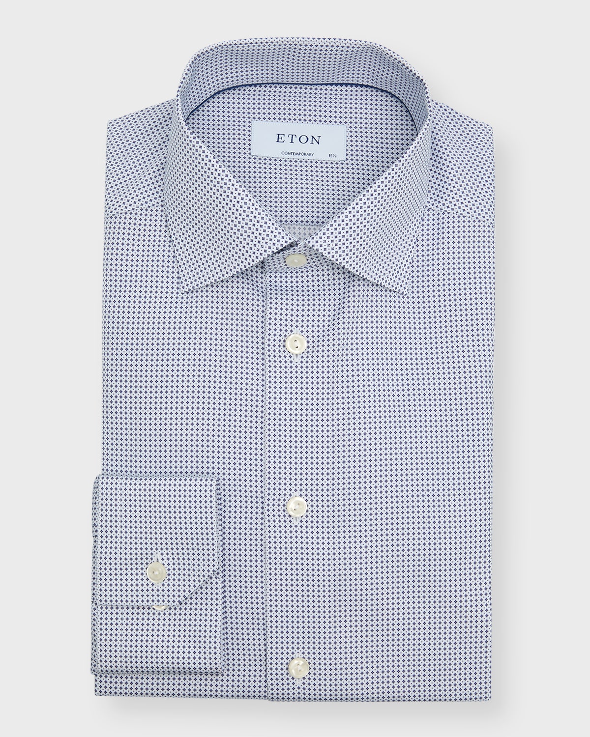 Eton Men's Contemporary Fit Geometric-Print Dress Shirt