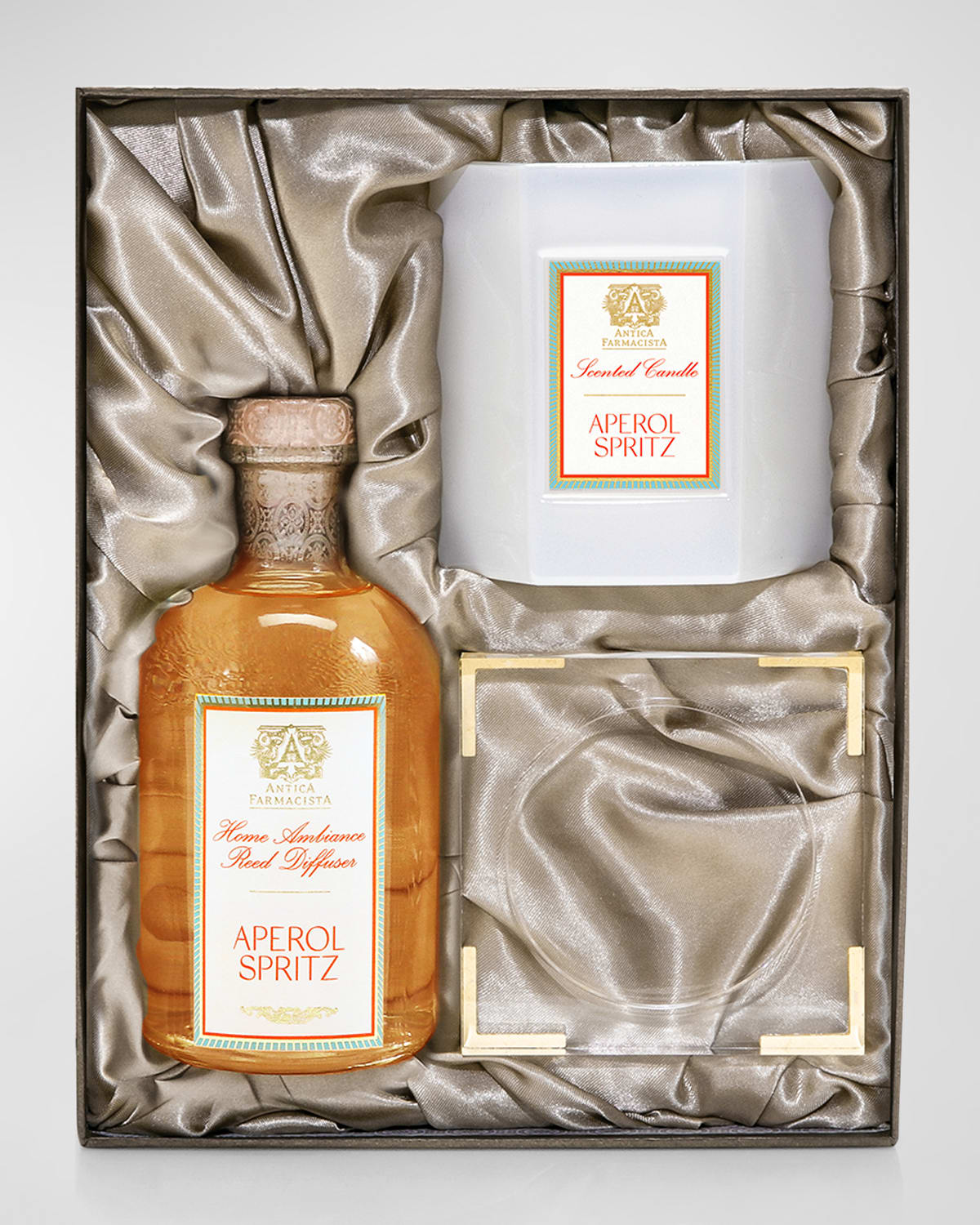 ANTICA FARMACISTA HOME AMBIANCE SET DIFFUSER AND CANDLE WITH LUCITE TRAY