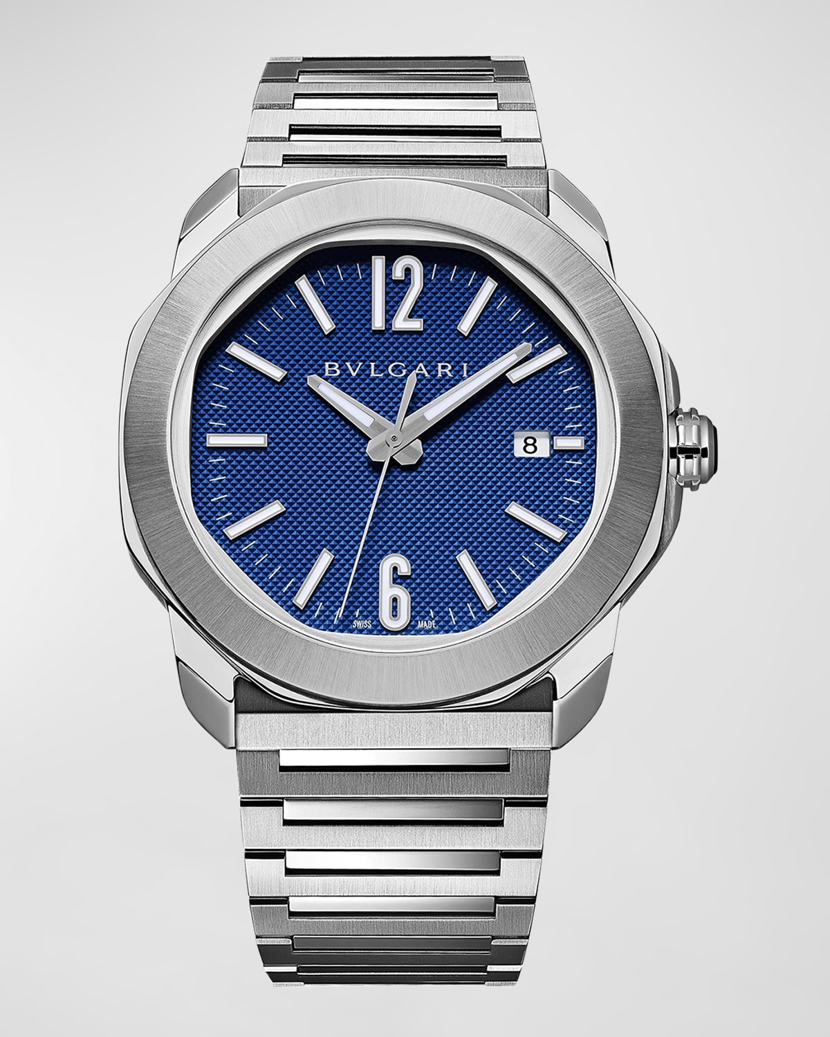 Bvlgari 41mm Octo Roma Automatic Watch With Blue Dial In Metallic