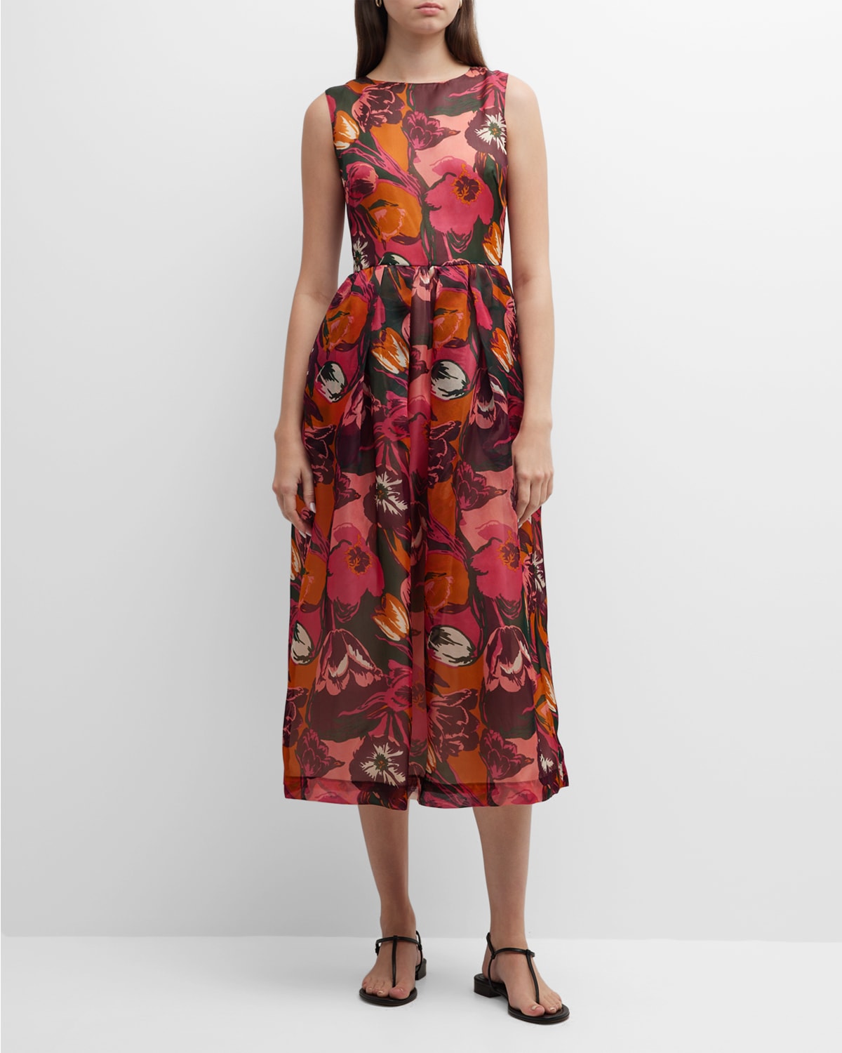 Riah Tulip-Print Midi Dress