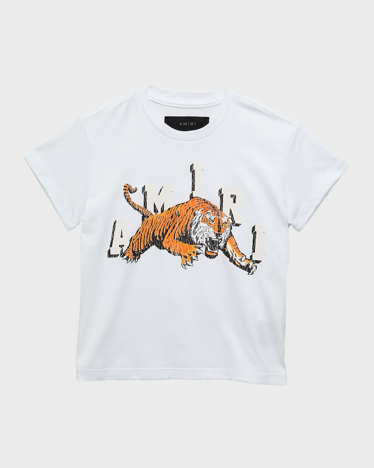 Amiri Kid's Vintage Tiger Logo-print T-shirt In Blue