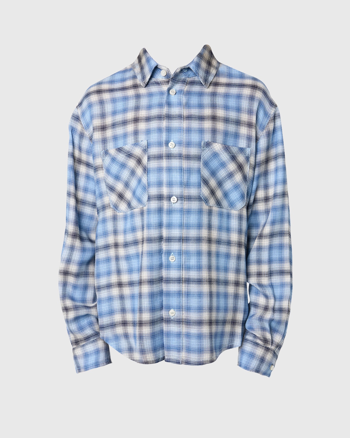 Shop Amiri Kid's Logo-print Flannel Shirt In Blue