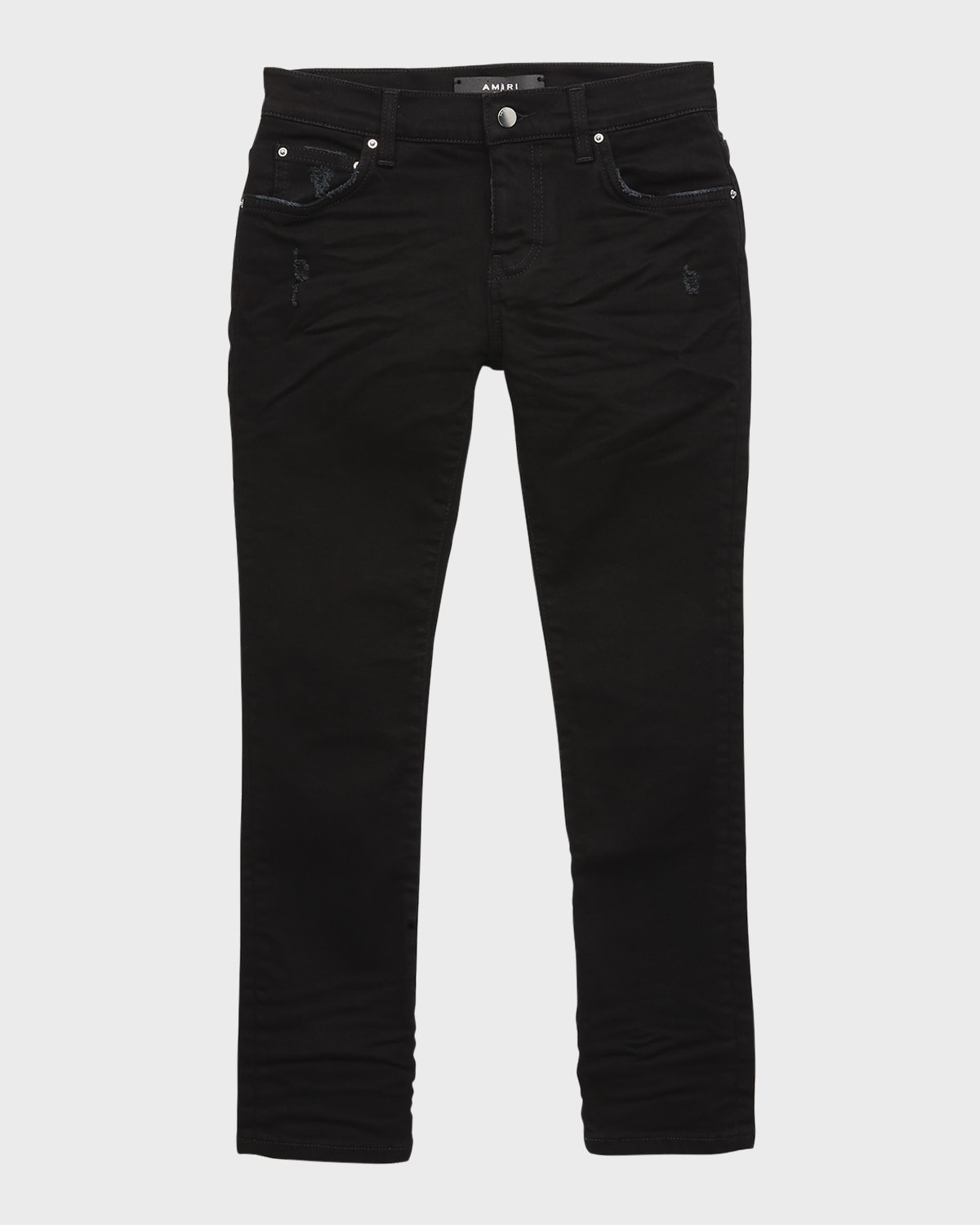 Shop Amiri Kid's Stack Distressed Jeans In Black