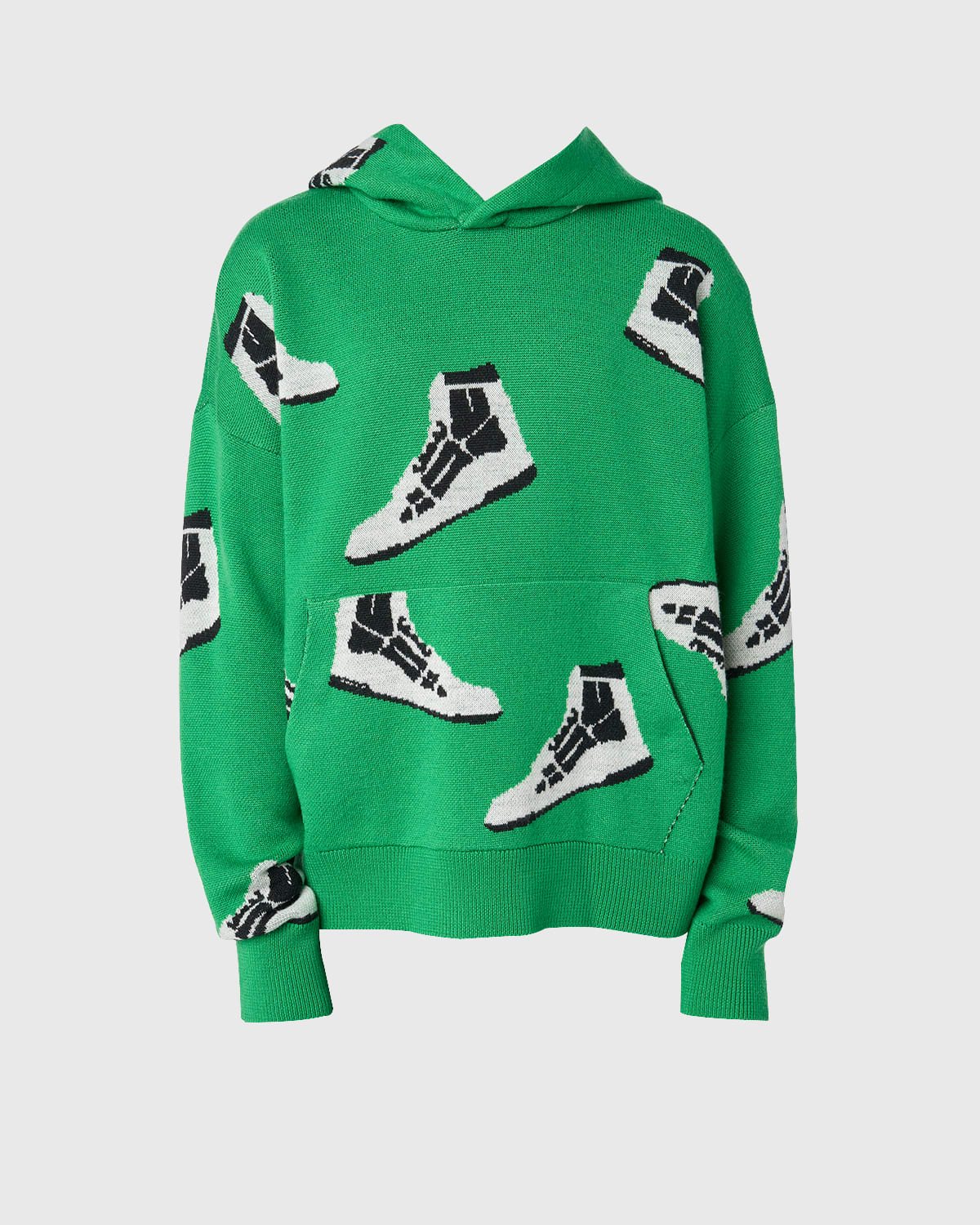 Amiri Skel Top Intarsia Wool Hoodie In Green