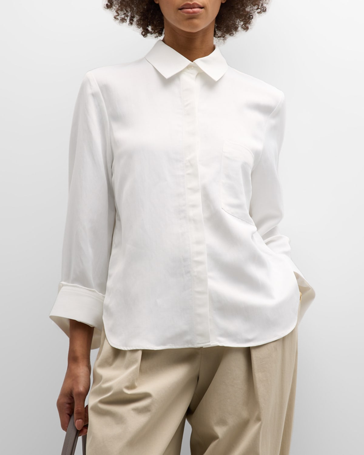 Shop Twp Boyfriend Button-front Cotton Shirt In White
