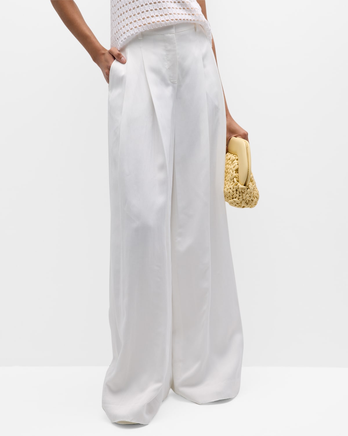 TWP THE DIDI PLEATED COTTON WIDE-LEG PANTS