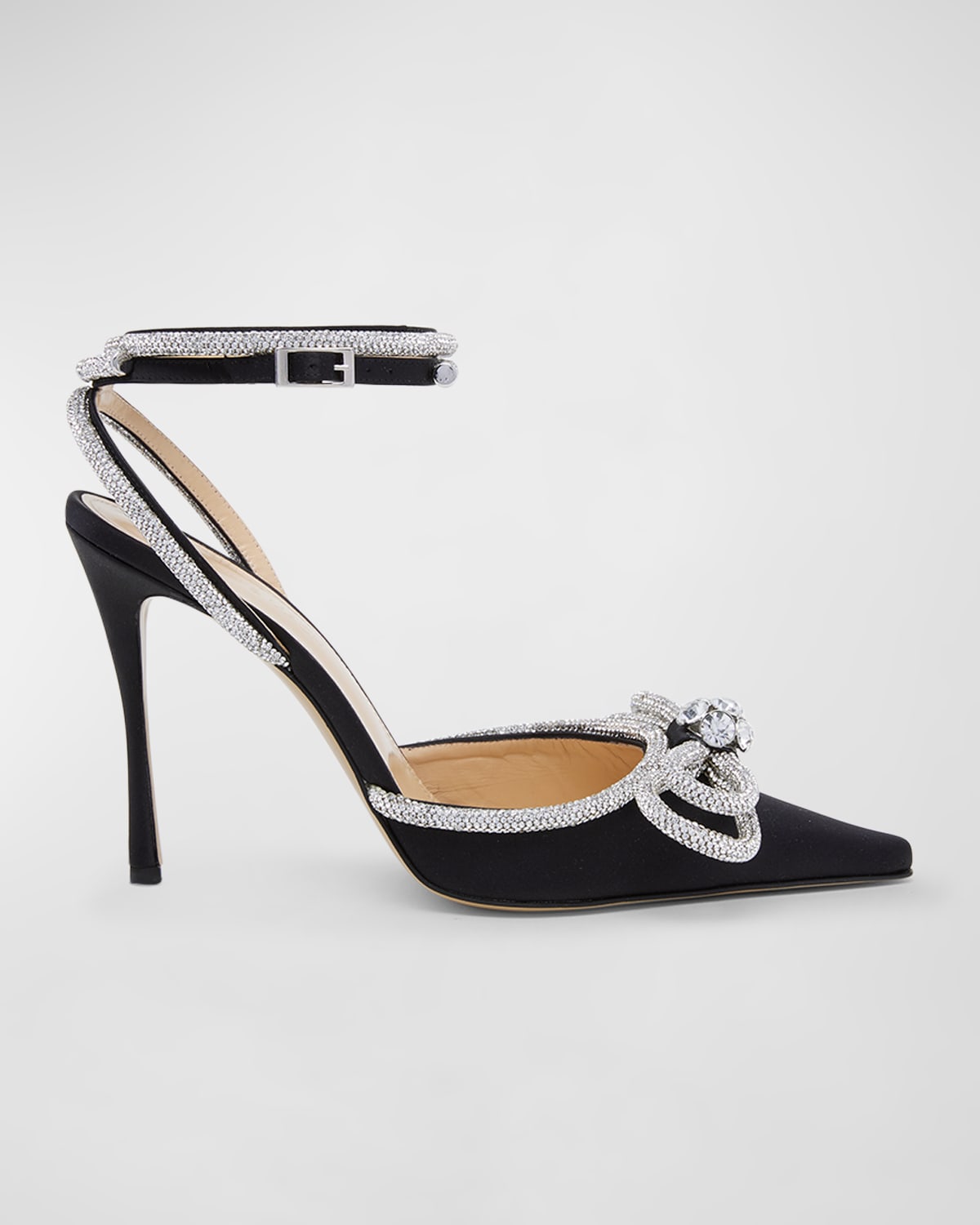 Mach & Mach Strass Bow Double Ankle-strap Pumps In Black