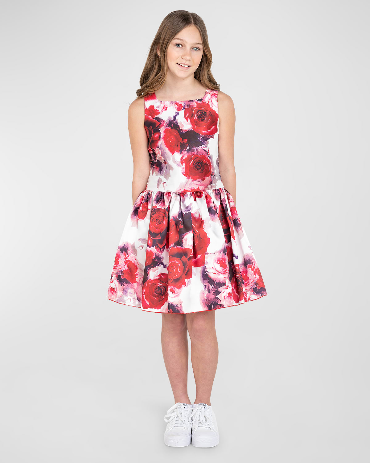 Zoe Kids' Girl's Alexandra Floral Brocade Dress In Multi