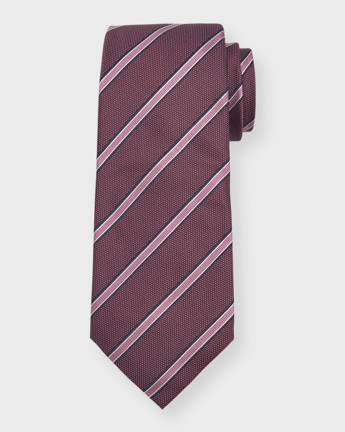 Isaia Men's Stripe Silk Tie In Purple