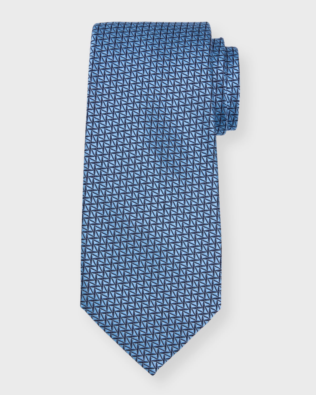 Isaia Men's Geometric Silk Tie In Light Blue