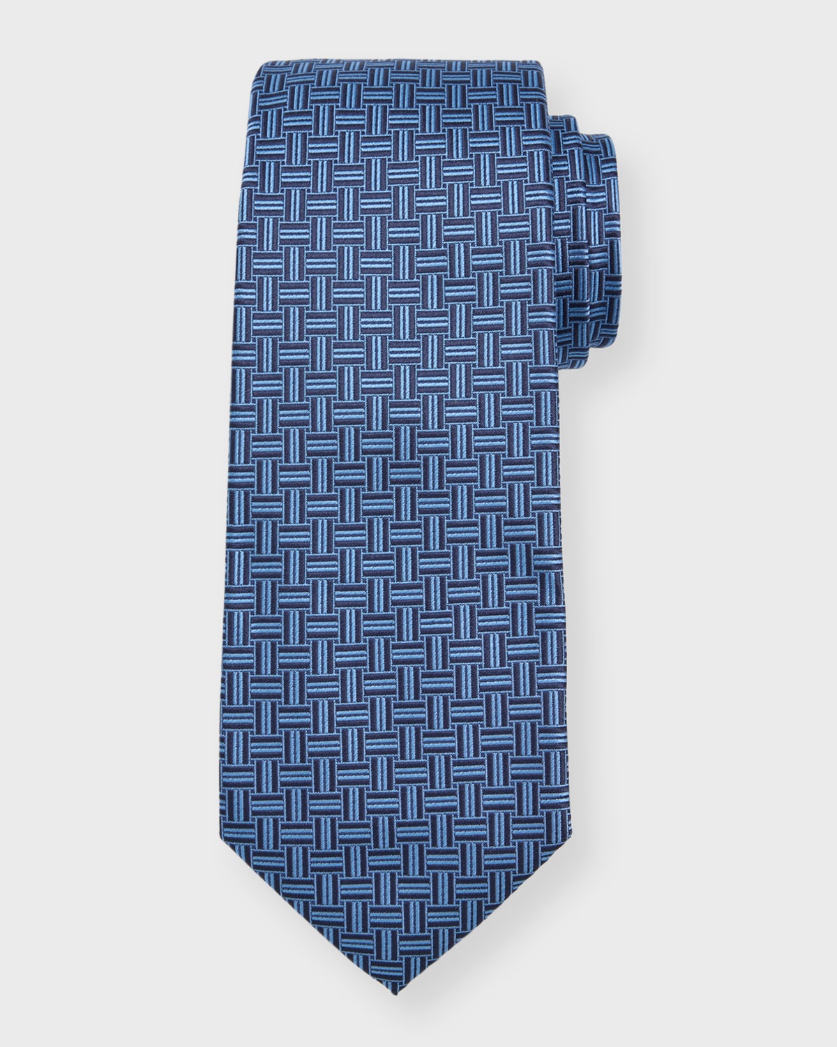 Isaia Men's Basketweave Silk Tie In Turquoise