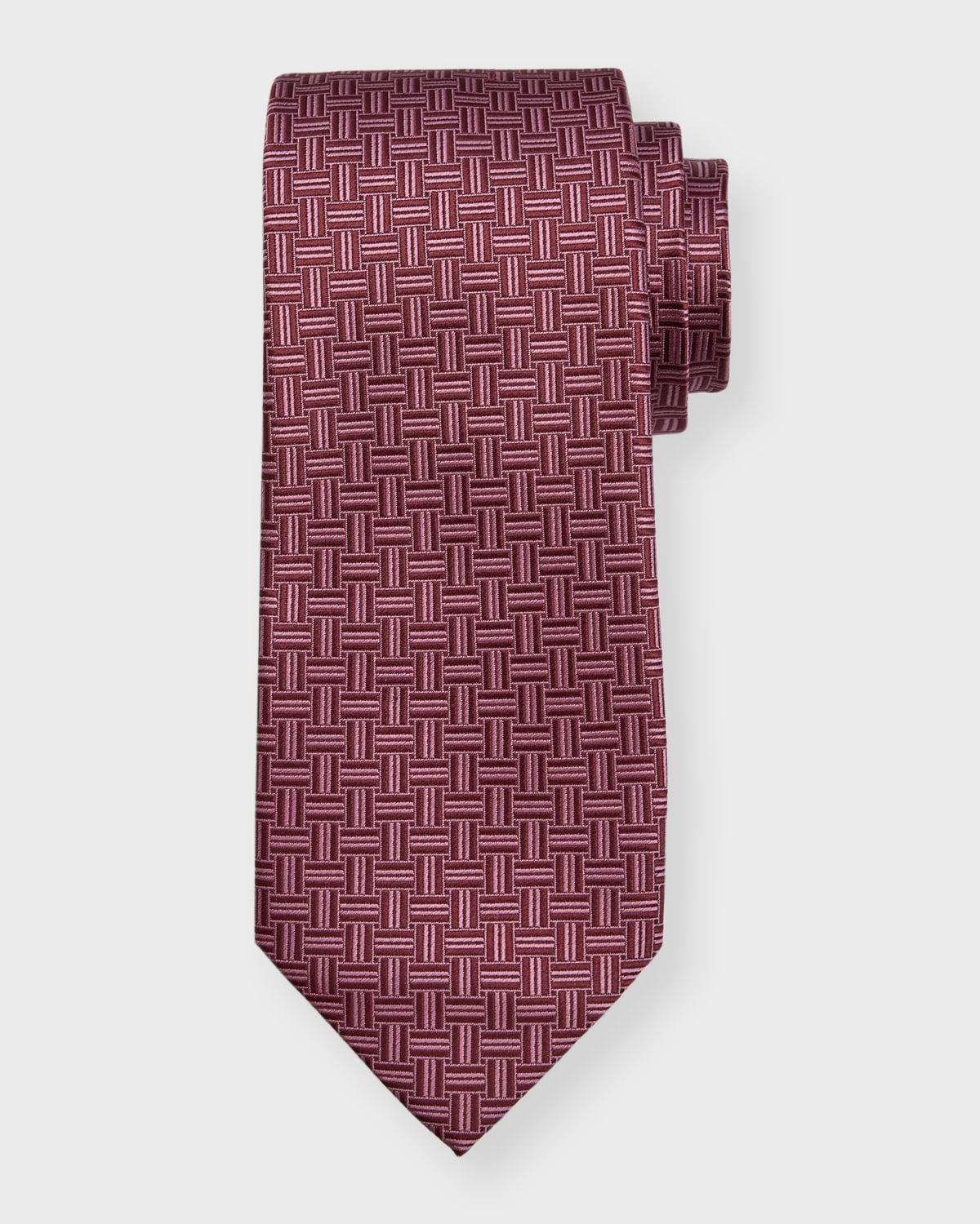 Isaia Men's Basketweave Silk Tie In Pink