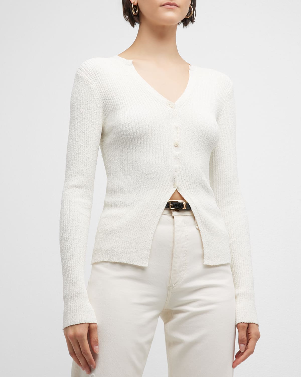 A.l.c Miller Rib-knit Cardigan In White