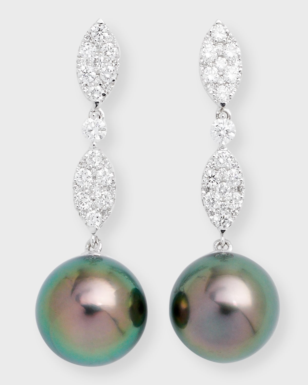 Belpearl Tahitian Pearl & Diamond Drop Earrings In 18k White Gold