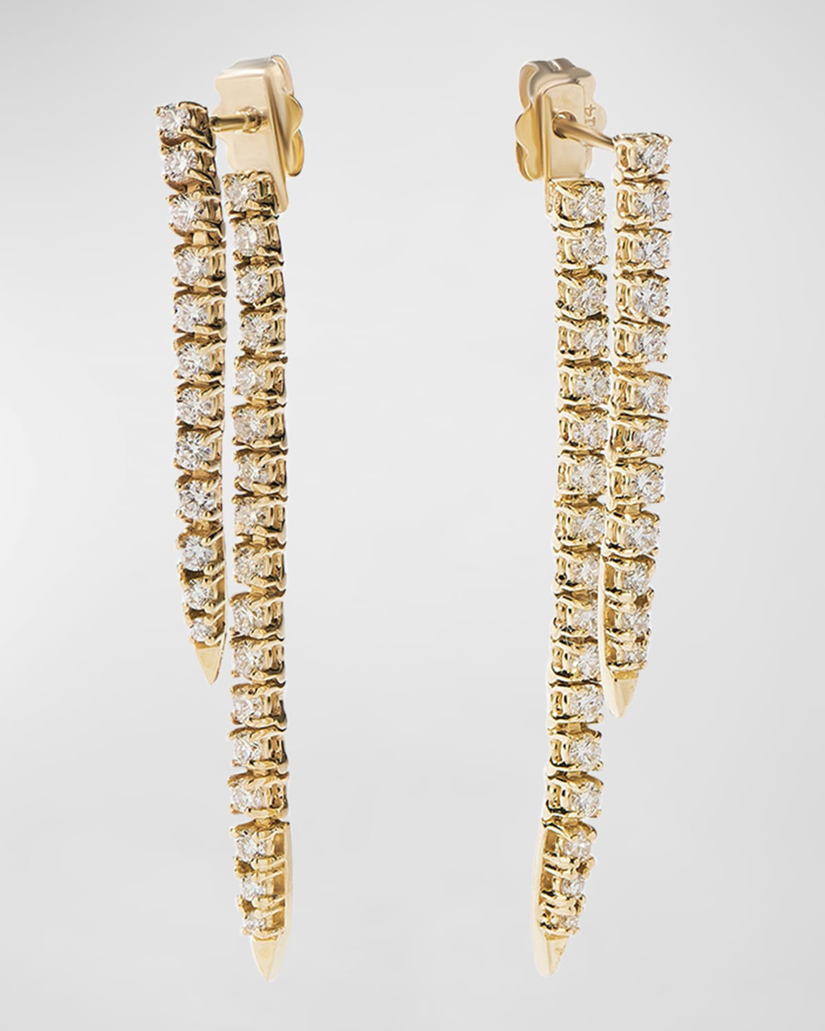 LANA 14K Yellow Gold Tennis Front-To-Back Short Linear Diamond Earrings
