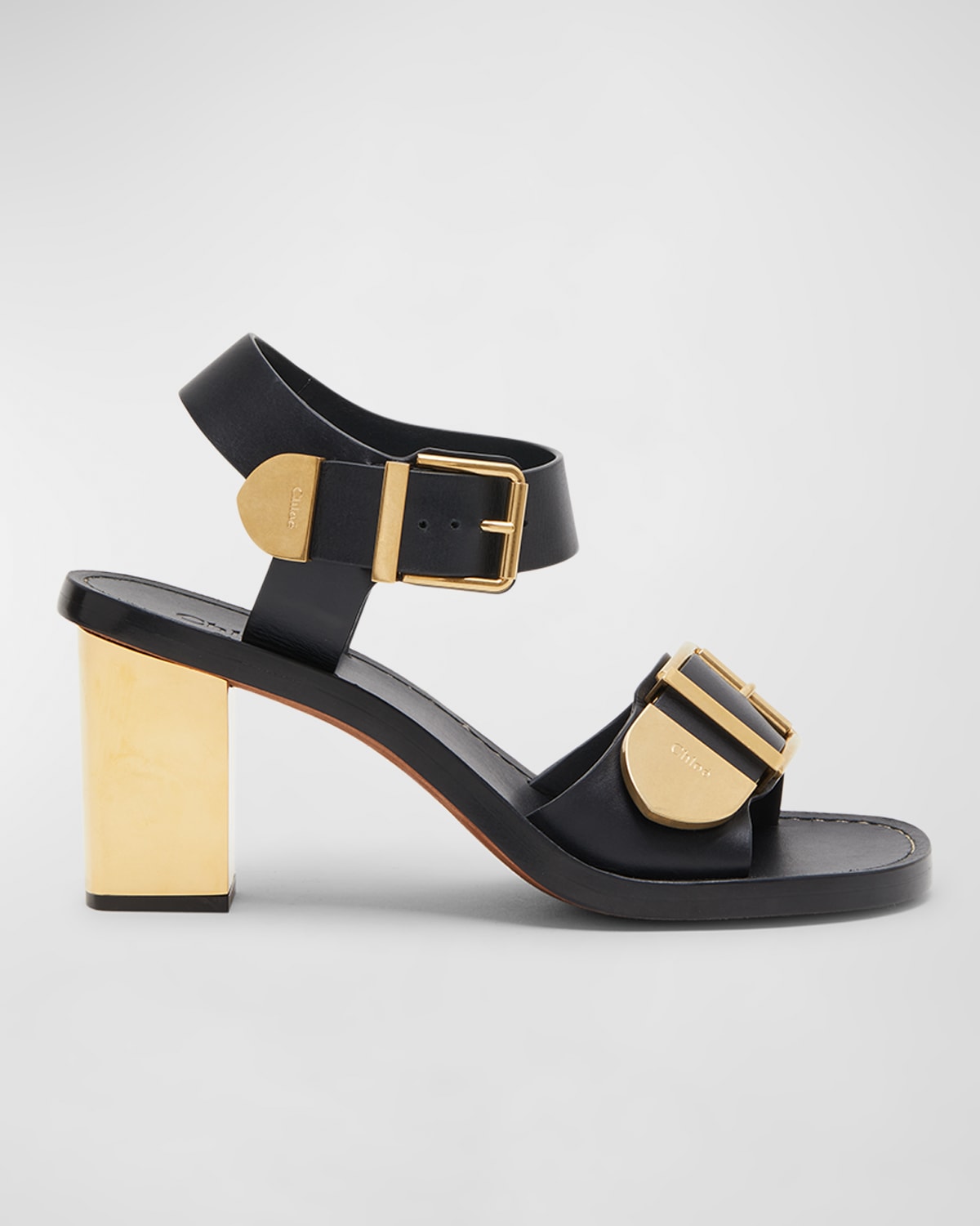 Chloé Rebecca Leather Buckle Sandals In 001 Black