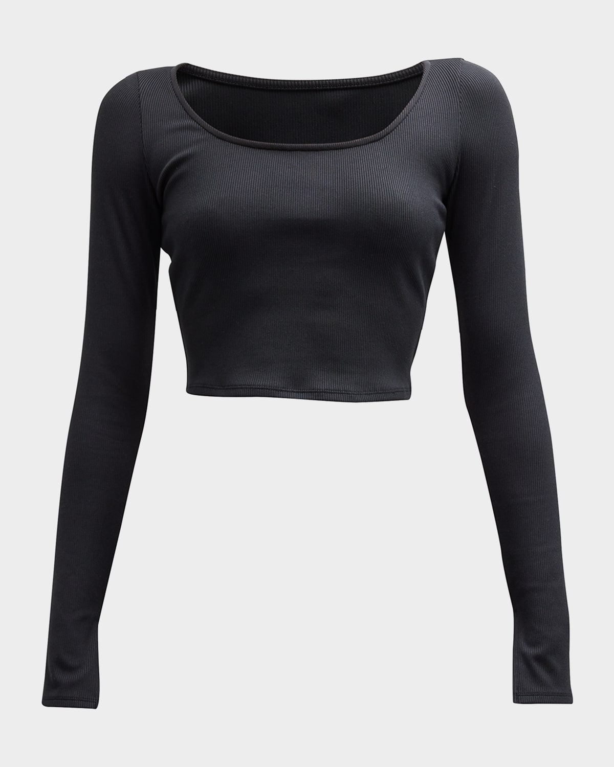 Shop Alo Yoga Alosoft Rib Form Long-sleeve Crop Top In Black